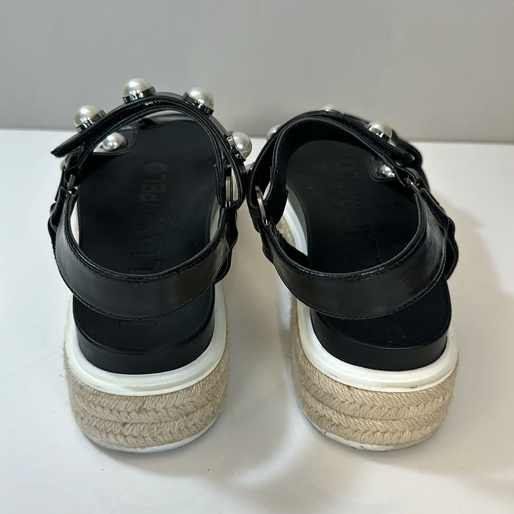 Karl‎ Lagerfeld Paris Patzi Embellished Leather Espadrille Sandals Size 9.5
